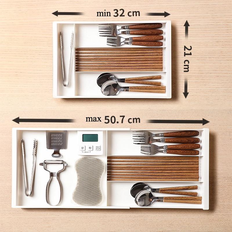 Расширяемый органайзер для кухонного ящика с разделителями для кухонной утвари, палочек для еды и столовых приборов