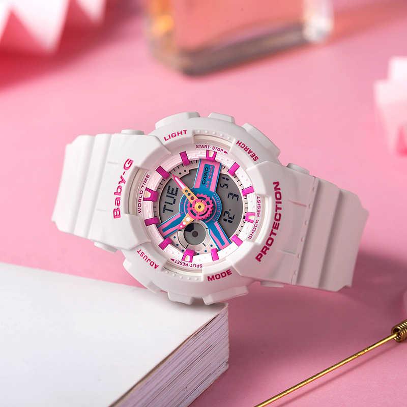 Casio BABY-G Двойной дисплей Девичий розовый Лазерный белый Матовая текстура Смола Водонепроницаемые Модные Спортивные Простые Ударопрочные Часы Кварцевый механизм BA-110NR-8A