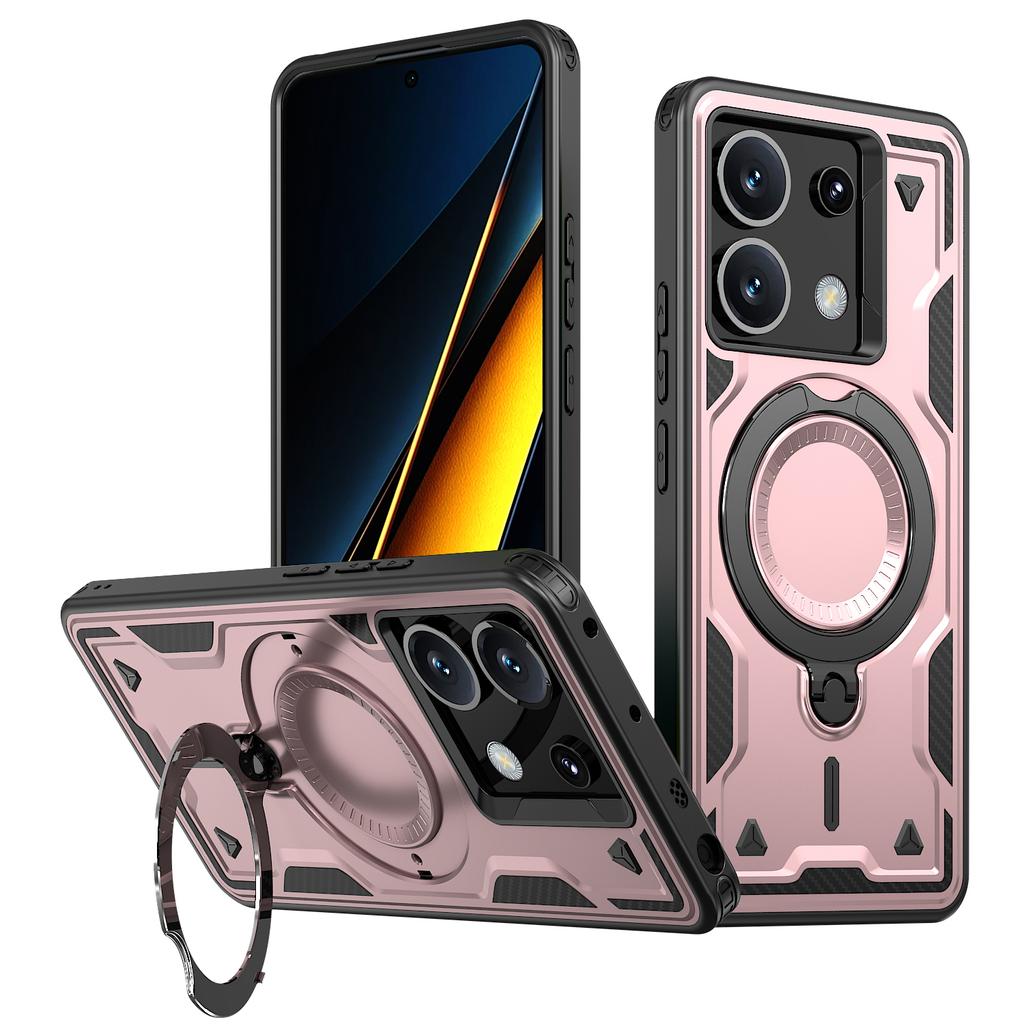 For Xiaomi Poco X6 5G Case Compatible with MagSafe Military Protection PC+TPU Kickstand Phone Cover
