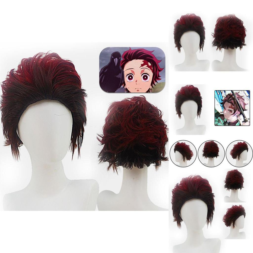 Tanjirou Koamon Cosplay Anime Short Wig High Quality Fashionable Design 20cm