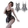 Sexy Lingerie Large Size High Leg Babydoll Leotard Sheer Chest Open Cosplay Erotic Extreme Perforated Adult Women Pervert Erotic Underwear Black Sizes