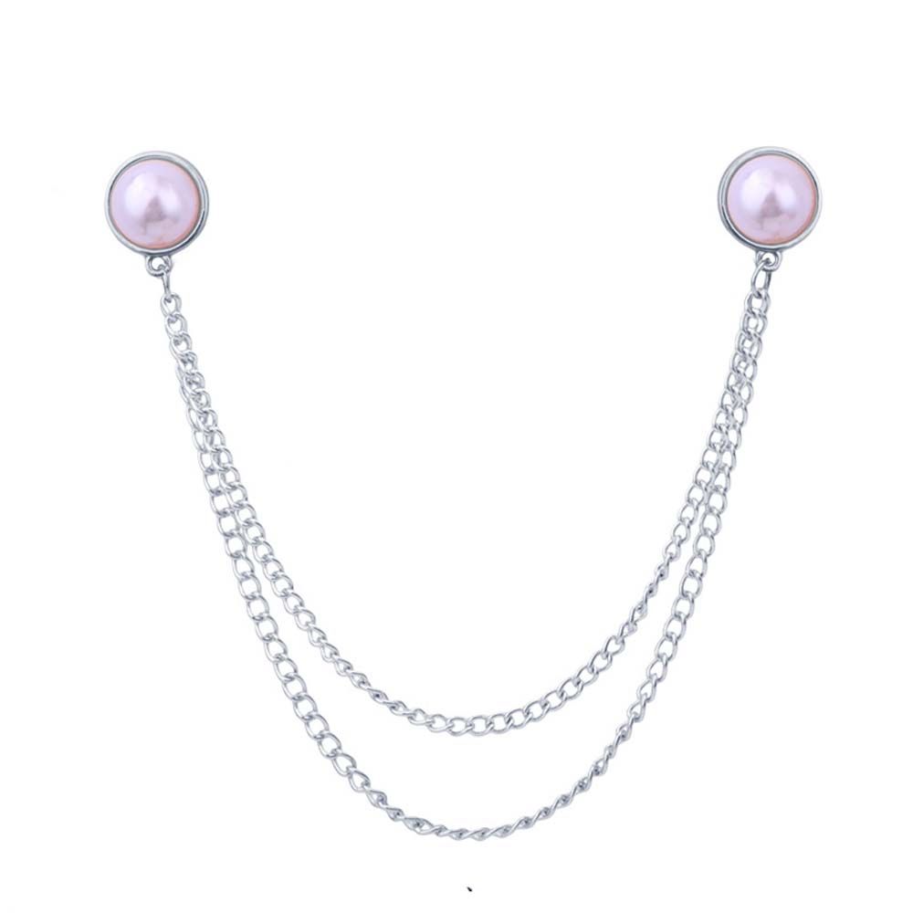 For Men Girl Double Chain Double Layer Women Brooches Korean Pin Pearl Collar Pin Collar Brooch