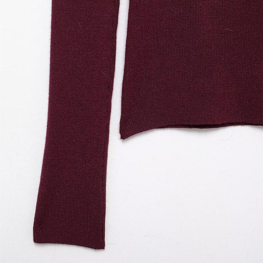 Весенний пуловер с открытыми плечами, вязаный трикотажем, 2025: Женский облегающий, универсальный, модный топ с длинным рукавом