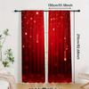 2pcs - Christmas Curtains, Christmas Golden Star red polyester printed curtains, home decoration, room decoration