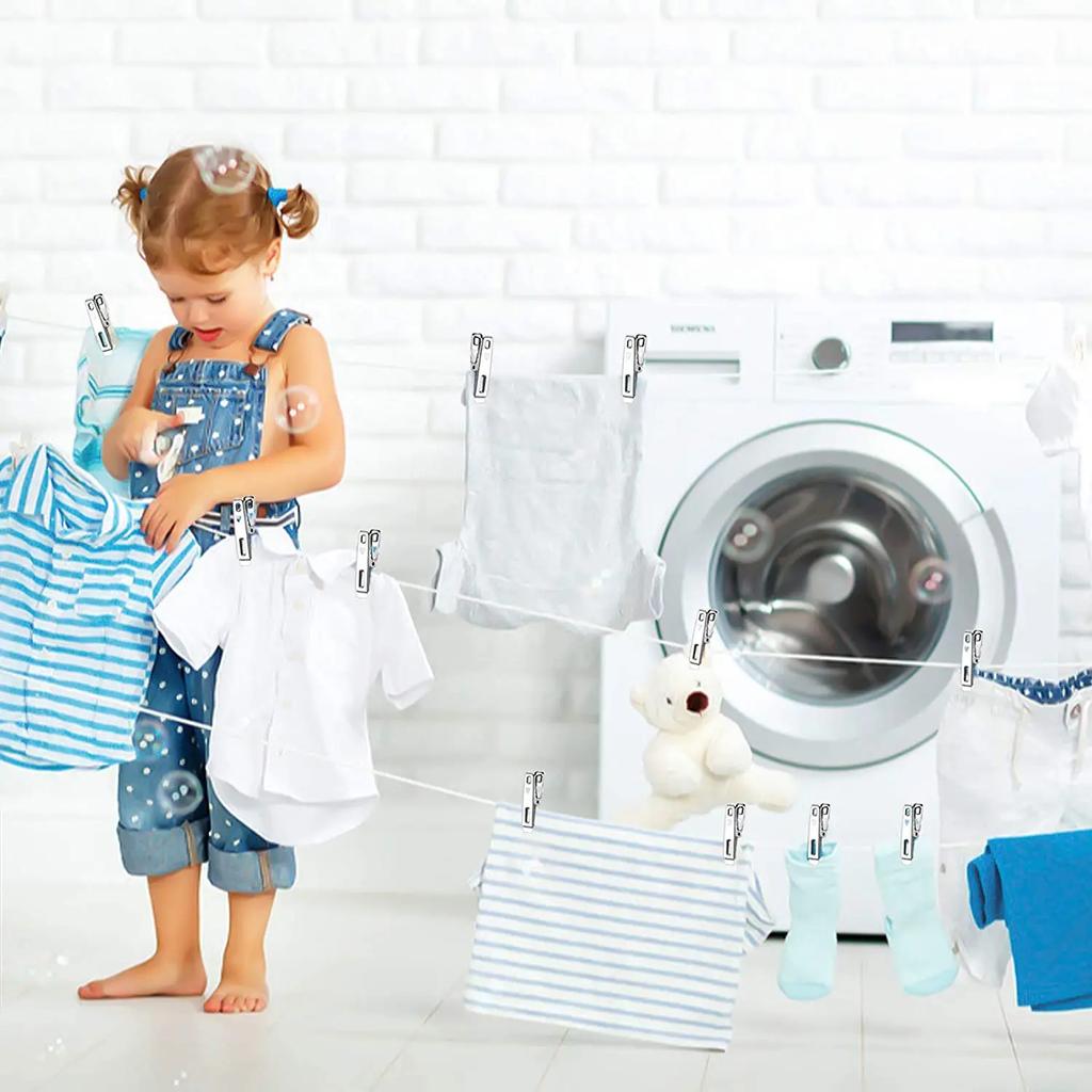 10/20Pcs Stainless Steel Clothes Pegs Washing Clips Household Clothing Sealing Clip Windproof Clips Hang Pins Metal Clips Clamps