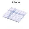 5PCS Quick Drying Kitchen Tea Towels Reusable Stripes Rags Checkered Kitchen Towels  Washing Dishes