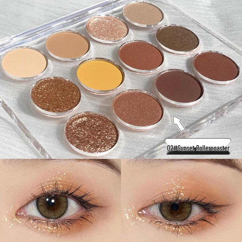Доступная палетка теней для век из 12 цветов: Перламутровый, Матовый, Молочный чай, Землистые тона
