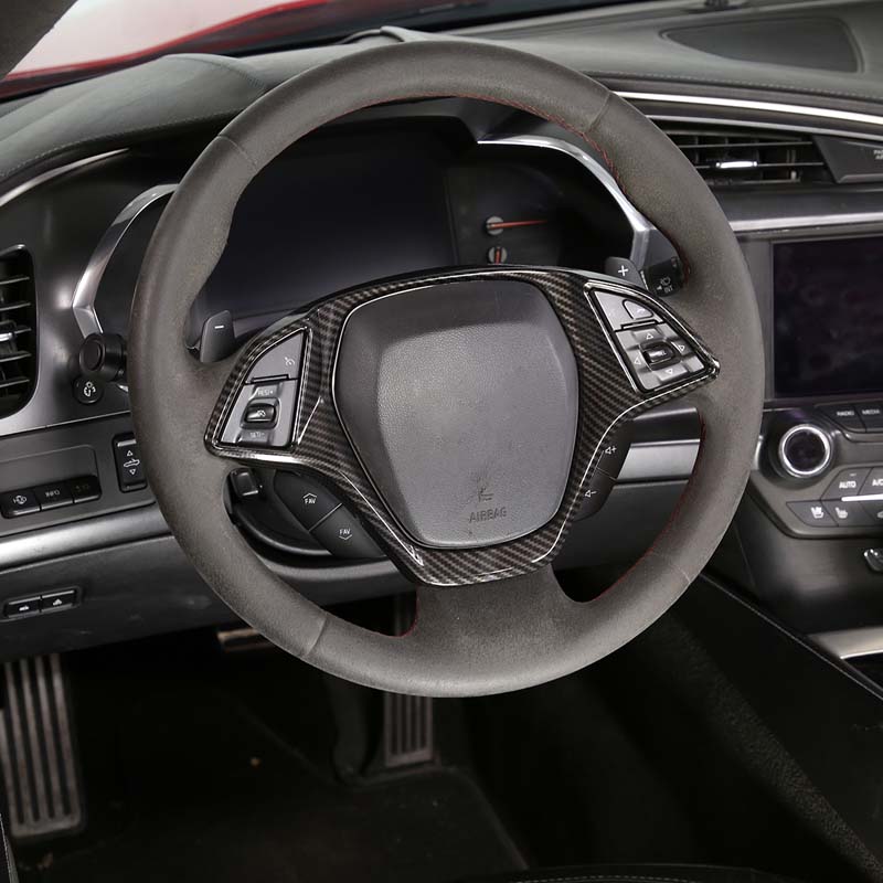 ABS углеродное волокно автомобильный руль панель декоративная крышка отделка литая наклейка для Chevrolet Corvette C7 2014-