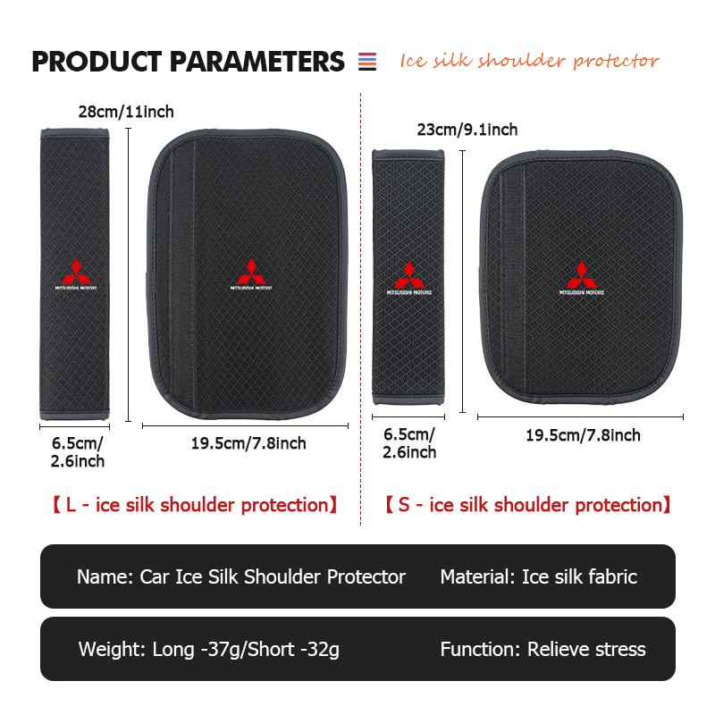 cxdjmy1 For Mitsubishi 1/2PCS Car Seat Belt Cover Adjustable Ice Silk Safety Protection Shoulder Pad Outlander Lancer Cross Colt Xpander