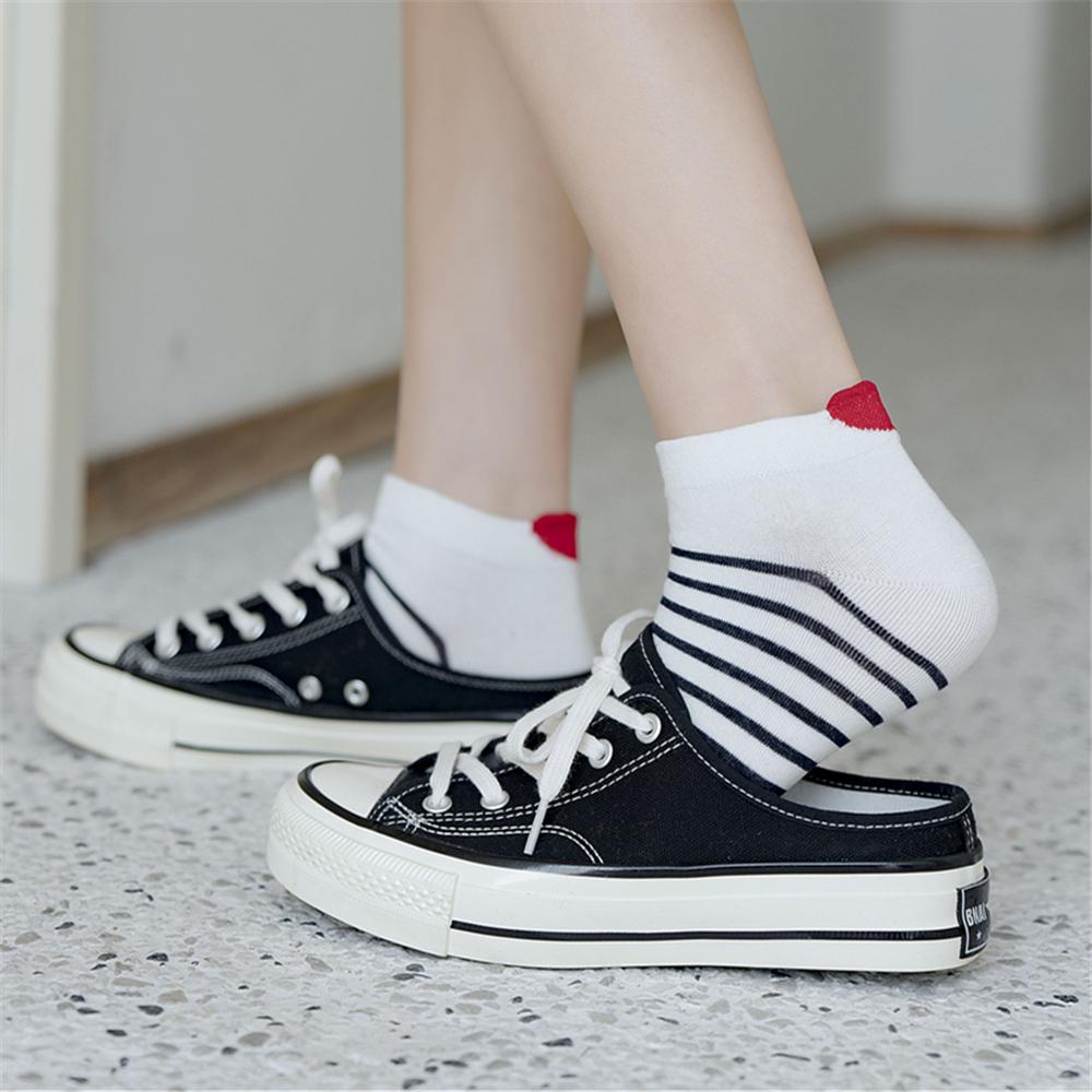 Chic Cute 3D Red Love Heart Heel Striped Short Ankle Socks Funny Girls' Happy Fresh Fashion Summer Literary Sokken Dropship
