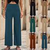 Women's Solid Wide Leg Pants Casual Straight Leg High Waist Stretch Pants Wide Leg Pants