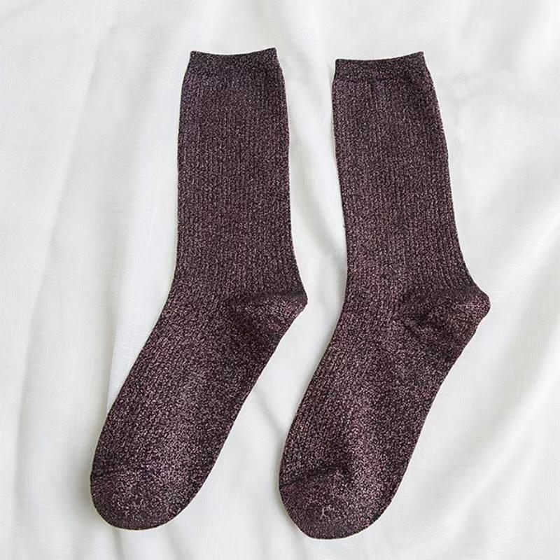 Модные сексуальные блестящие носки в корейском стиле, носки из шелка золотого и серебряного цветов, роскошный дизайн, высококачественные женские носки