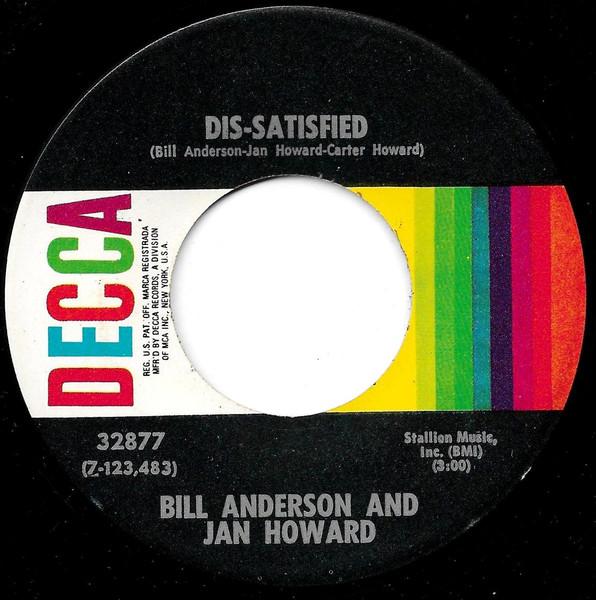 7-дюймовая пластинка BILL JAN DisSatisfied 32877 Decca 1971 US CountryFolk Б/у