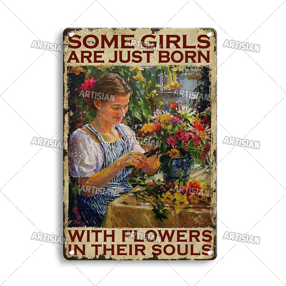 Металлический постер Artisian Gardening Цветочное растение Жестяная табличка Декоративная настенная табличка для сада Гаража Бара Паба Клуба Отеля Кафе Кухни