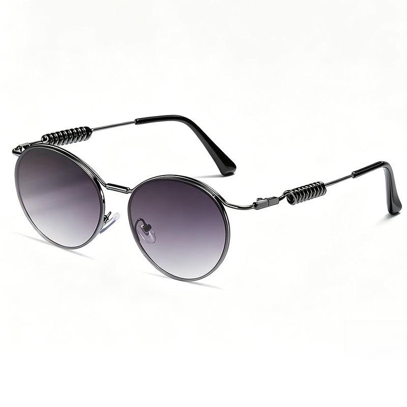 Oval sunglasses men's outdoor trend street shooting sunscreen sunglasses European and American metal sunglasses UV protection