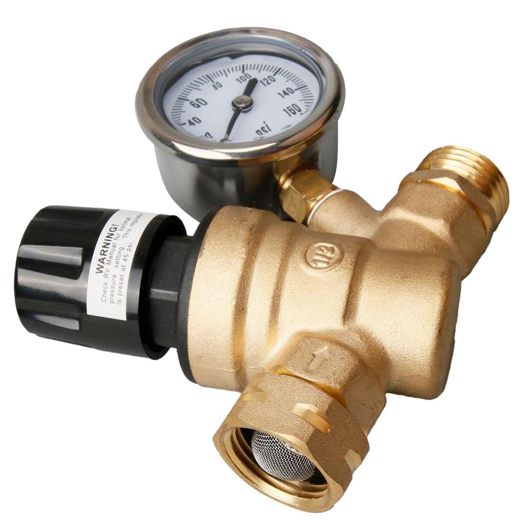 Регулятор давления воды 34 дюйма NH резьба латунный редукционный клапан с манометром для автофургона