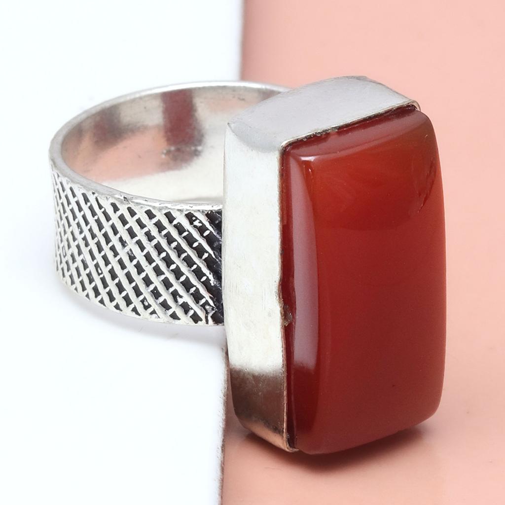 Red Carnelian Gemstone Handmade Silver Jewelry "7.5"