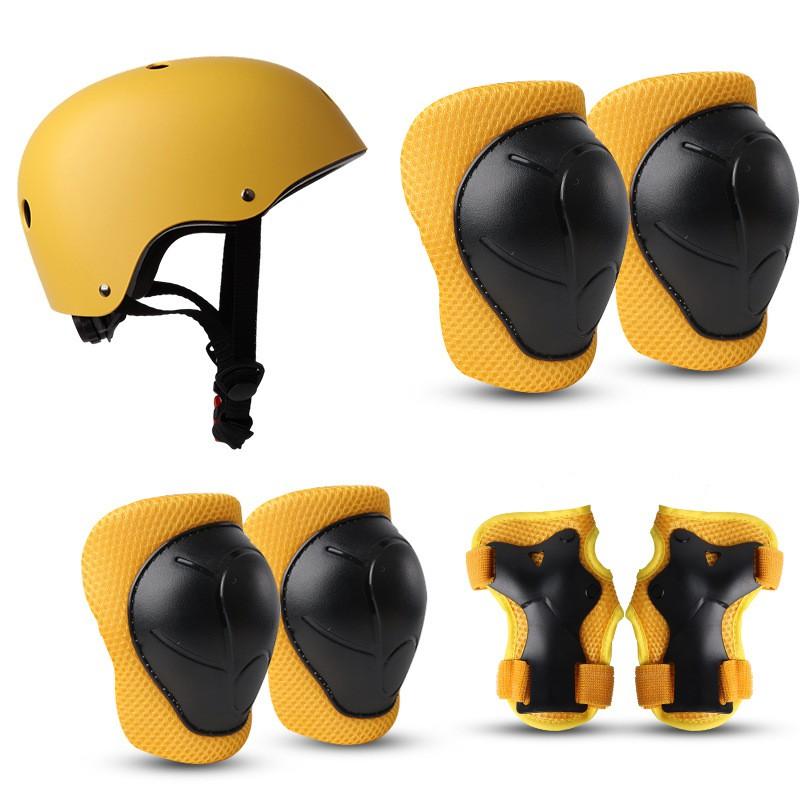 Kids Skateboarding Safety Gear Set With Helmet Knee Elbow Wrist Guards Roller Skating Scooter Cycling Outdoor Sports