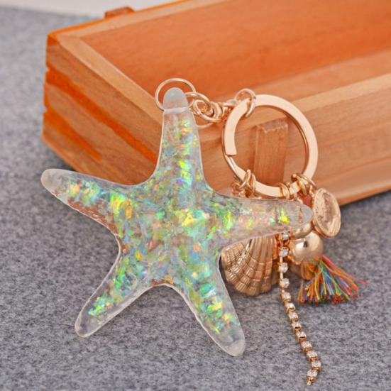 Милая морская звезда, ракушка, кисточка, кулон, брелок для ключей, женский брелок, брелок для ключей