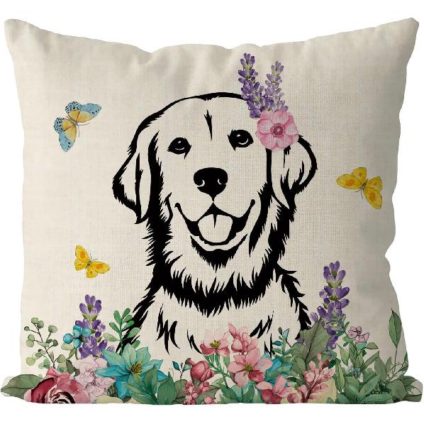 GAGEC Spring Pillow Covers 18x18 Inch English Bulldog Throw Pillowcase Hello Spring Home Sofa Holiday Cushion Case Farmhouse Dog Spring Decorations