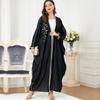 Muslim Women's Autumn Slimming Dress with Patchwork & Batwing Sleeves
