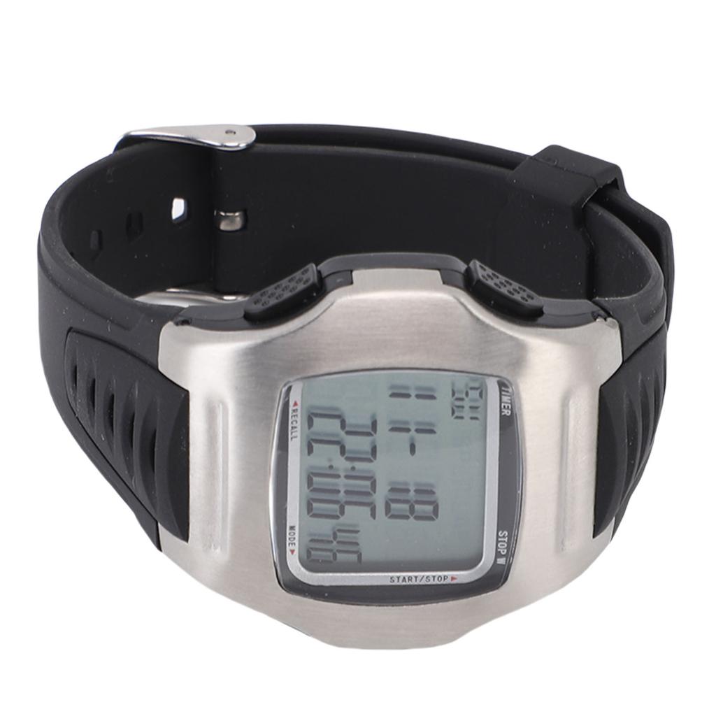 Футбольный Судейский Часы Цифровые Спортивные Наручные Часы Секундомер Таймер Будильник Нержавеющая Сталь Серебристый Корпус Черный Ремень
