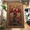 Mythical Dragon Design Carpet Folk Art Style Floor Rug For Aesthetic Home Decor Living Room Bedroom Coffee Table Mat