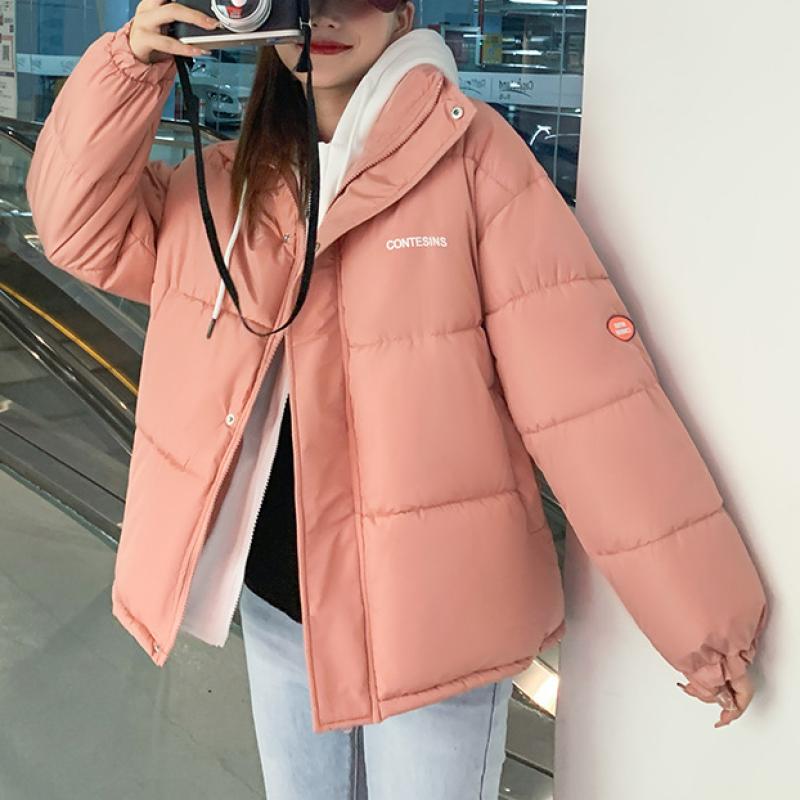 Женские зимние куртки-пуховики, толстые теплые пуховые пальто с хлопковой подкладкой, женские модные свободные короткие парки с капюшоном оверсайз