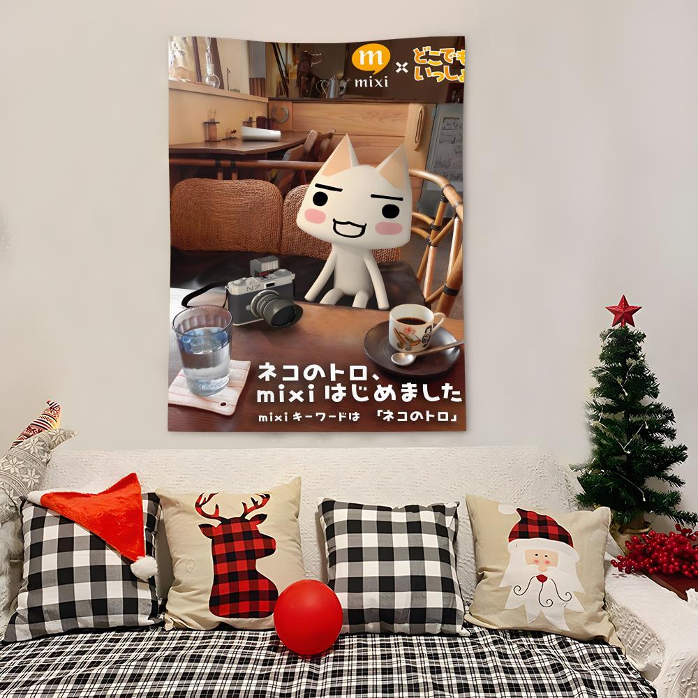 Inoue Toro CUTE Cat Anime Tapestry Decoration Art Microfiber Background For Bedroom Living Bar Garden Outdoor Festival