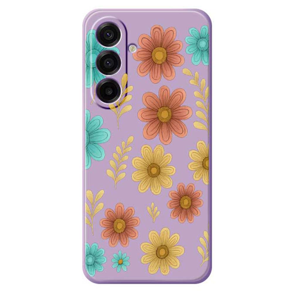 For Samsung Galaxy A17 5G Case Red Yellow Blue Flowers Pattern Printing Straight Edge TPU Phone Back Cover