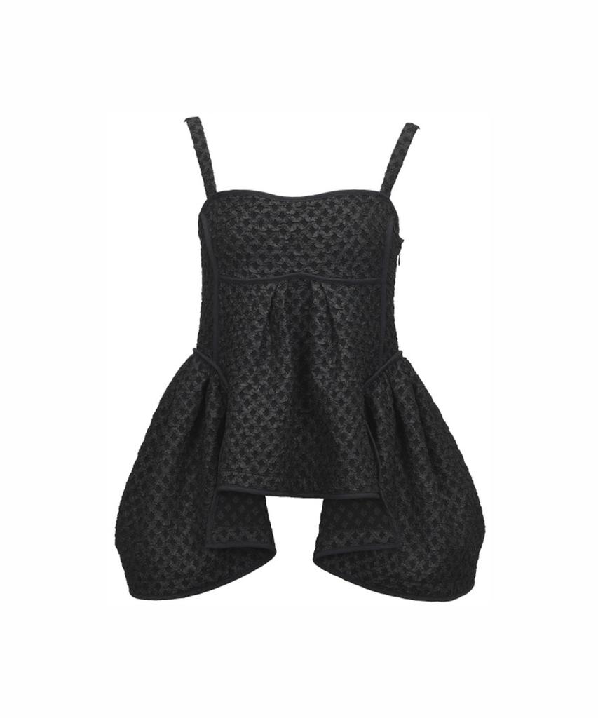 BMUETTE Black Strap Blouse With Cut-Line Detail