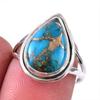 Натуральный голубой медный бирюзовый драгоценный камень кольцо из 925 пробы стерлингового серебра S.7 I7i73
