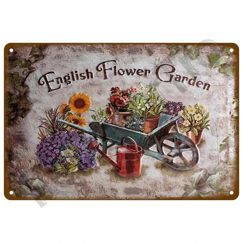 Vintage Gardening Metal Sign Retro Flower Sign Perfect for Outdoor Indoor Home Wall Decor and Farm Decoration