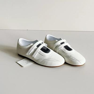 Версия из овчины~ Корейские повседневные спортивные туфли с круглым носком и неглубоким вырезом на липучке, туфли Мэри Джейн, одинарные туфли, женские туфли на плоской подошве, немецкие тренировочные туфли