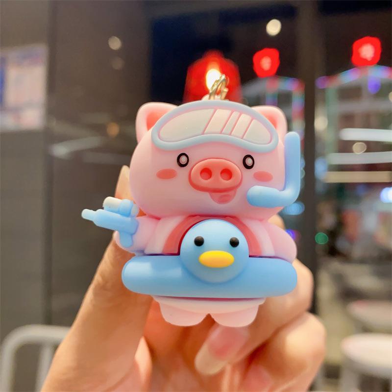 Мультяшная свинка-лягушка летняя вечеринка у бассейна креативный брелок для ключей автомобиля подвеска для сумки парный маленький подарок