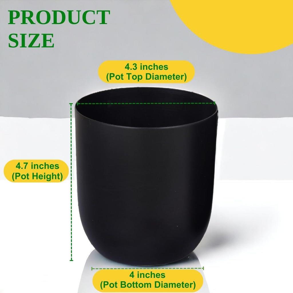 4.3 Inches Round Metal Planter for Home Decor, Pack of 1 (Black)