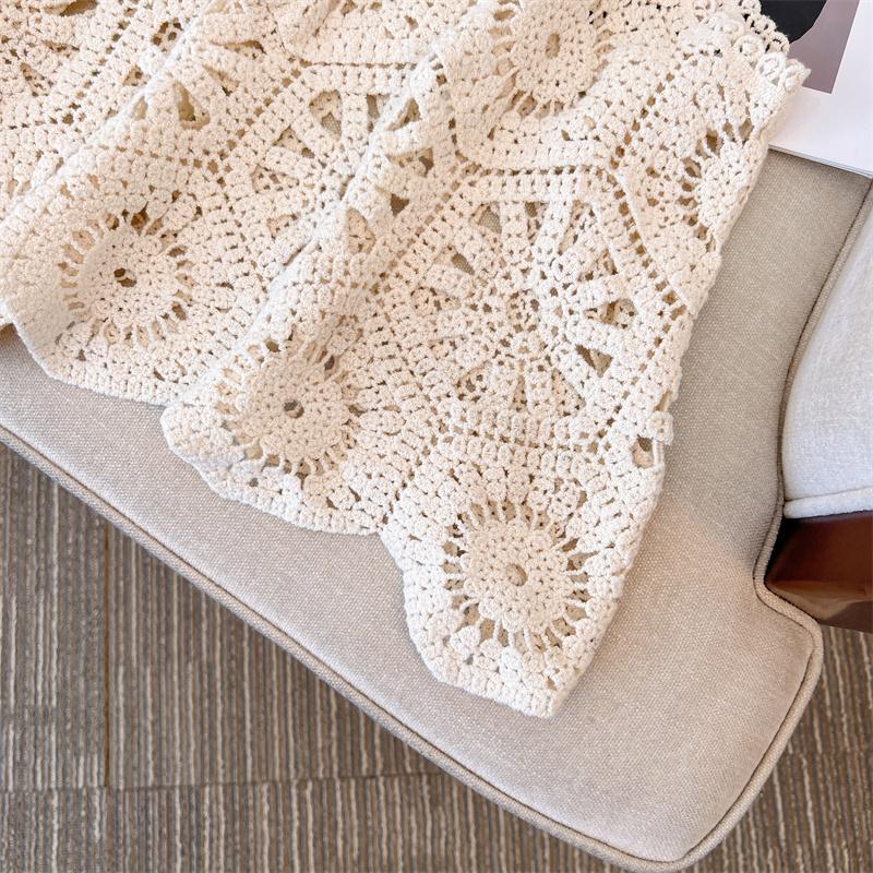 DIMANAF 2025 Новая футболка женская без рукавов вязаный кружевной жилет с круглым вырезом ажурный летний стиль базовые топы футболки свободная одежда