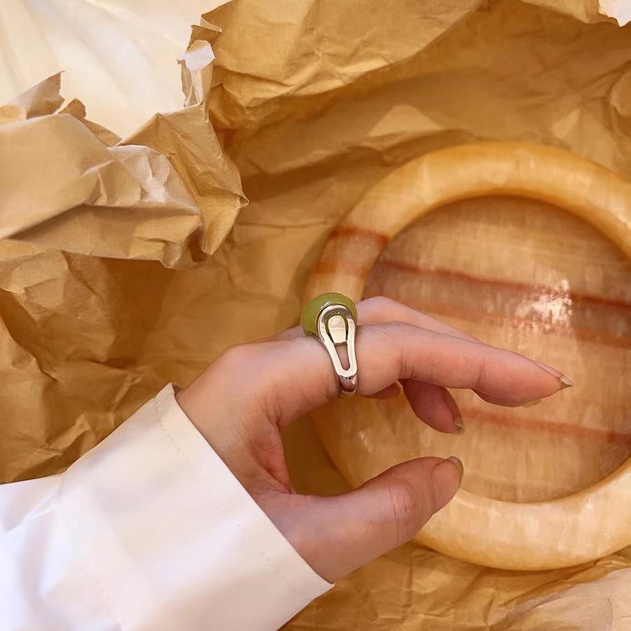 Корейское кольцо из нефрита с зеленым виноградом: Модное женское медное кольцо с покрытием из белого золота