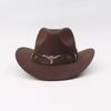 Solid Color Cowgirl Jazz Hat Woolen Party Cosplay Hat Vintage Western Cowboy Hat  Cycling Caps
