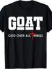 GOAT Graphic Tee - Black Crew Neck with White Lettering And Red Cross Design |