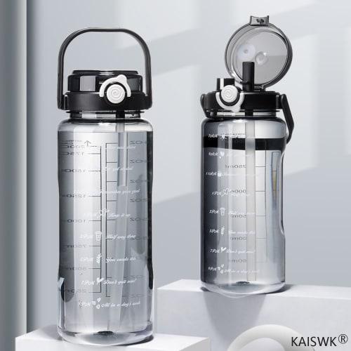 1500 мл и 2000 мл Большая емкость Портативная спортивная бутылка для воды с соломинкой и индикатором уровня воды, без BPA, Пластиковая бутылка для воды для взрослых и