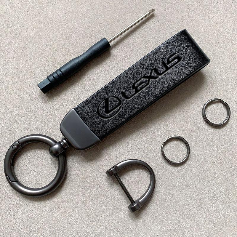 csgpkv1 Car Keychain Cowhide Leather Key Rings Waist Buckle Carabiner For Lexus F-SPORT ES RX NX LS UX LM LX GX LC RZ IS CT GS RC HS SC