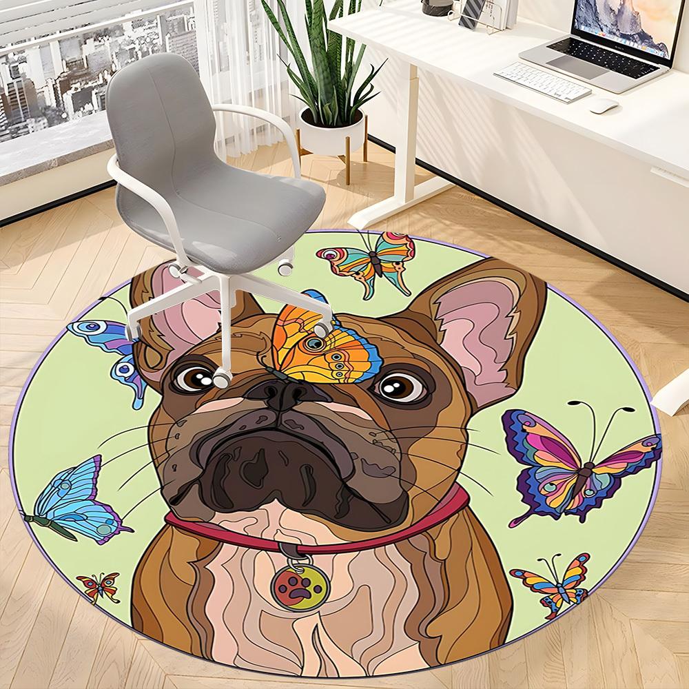 1pc French Bulldog Chair Carpet for Office, Soft Comfortable Mat For Office, Living Room, Bedroom, Machine Washable Carpet yy251112028