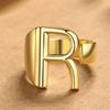 Кольцо с алфавитом, 26 английских букв, кольцо с регулируемым отверстием, золотое, полированное, легкое, из сплава, ювелирное украшение на палец для вечеринок и повседневного ношения