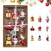 Christmas Mini Glass Ornaments Set Small Vintage Snowman Santa Tree Snowflake Candy Cane Ornaments for Xmas Tree Hanging Decor