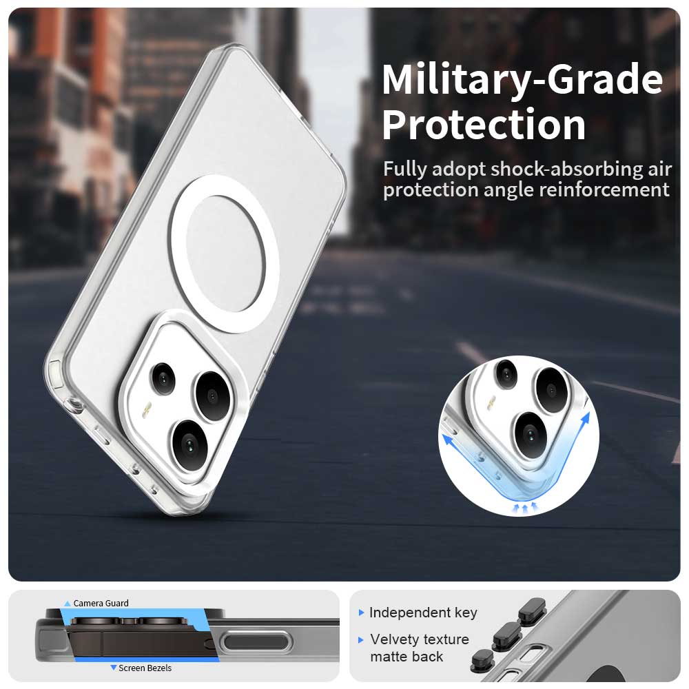 Для Redmi Note 14 4G для чехла с магнитной беспроводной зарядкой Fundas Redmi Note 14 Cover Matte Translucent PC Phone Coque Redmi Note 14