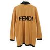 Fendi 90s Made In Italy Old Back Print Long Sleeve Half Zip Velour Polo Shirt Men's Used