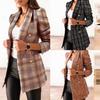 Plus Size Women Suit Blazer Jacket Casual Double-breasted Plaid Coat Slim Office Elagant Chic Fashion Lady Clothing Overcoat