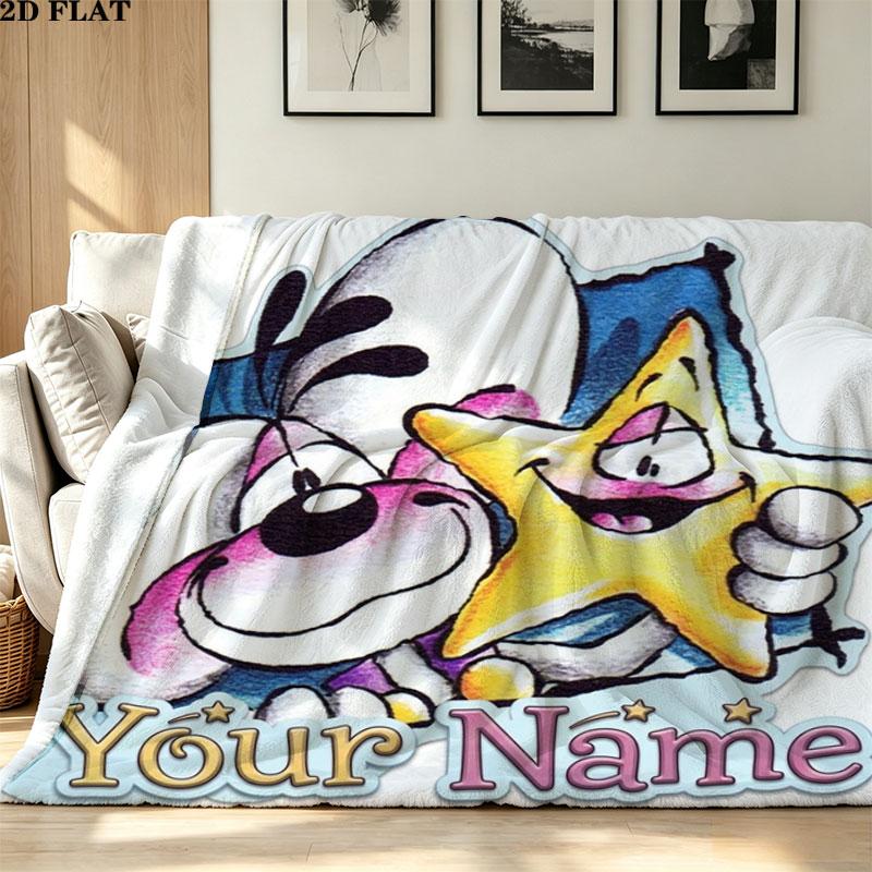 1PC Diddl Custom Name Patterned Flannel Blanket Suitable For All Seasons for Home Decor Warmth and Comfort Gifts Holiday Present