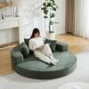 A versatile two-in-one sofa bed, which can be used both as a semi-circular sofa and as a round daybed. The armrests have fabric pockets